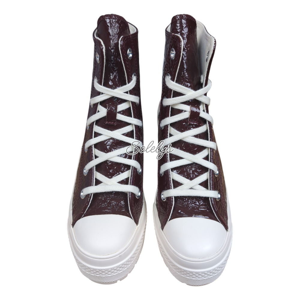 Converse Chuck De Luxe Heel Platform Crinkle Leather Bloodstone Red Womens 6.5